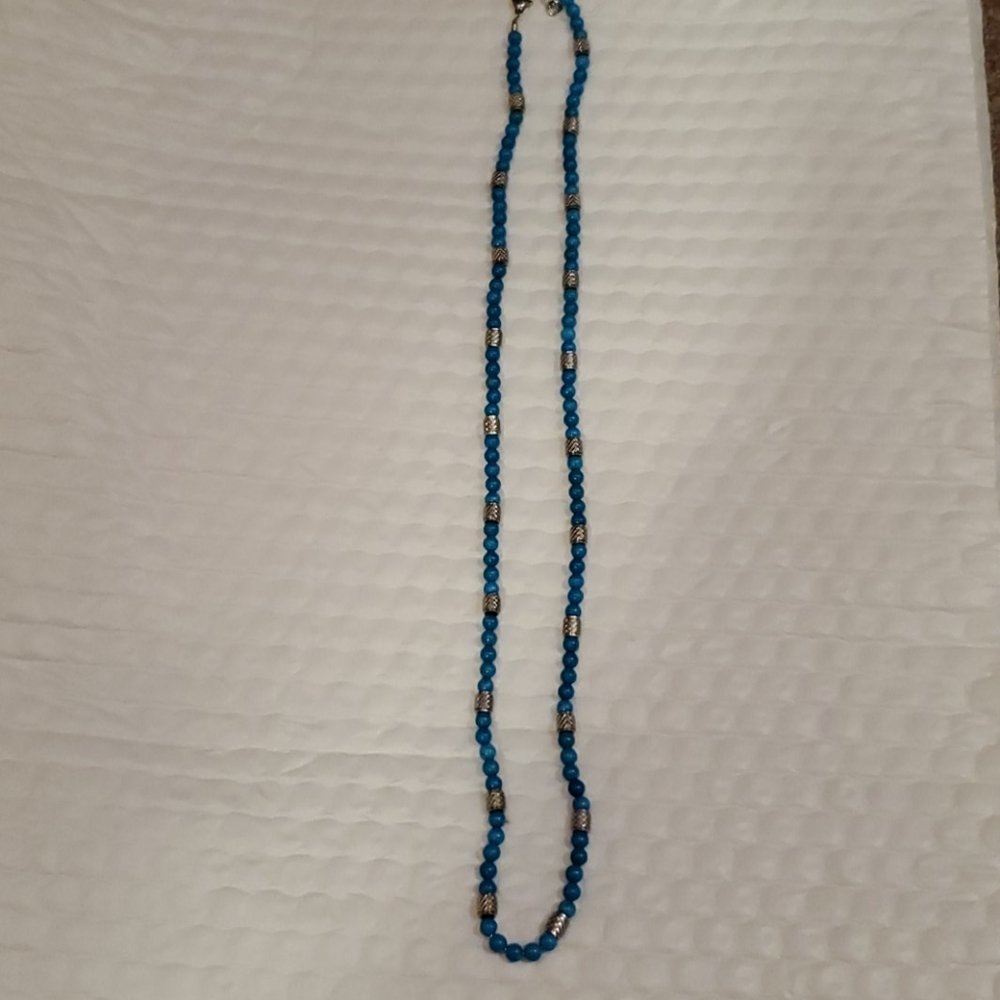 Turquoise Stainless Steel Bead Necklace